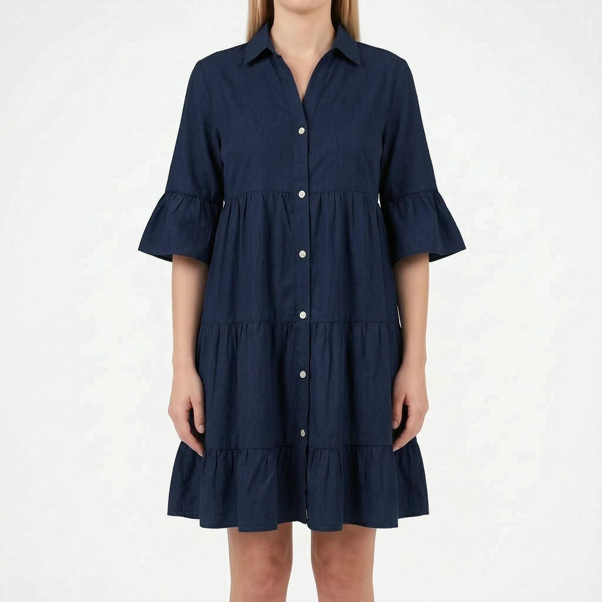 Vellura - Tiered Mini Dress With Flared Sleeves