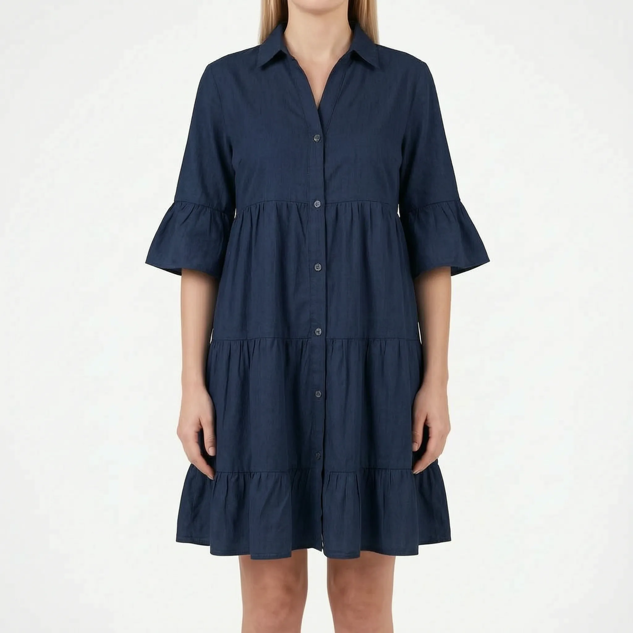 Vellura - Tiered Mini Dress With Flared Sleeves
