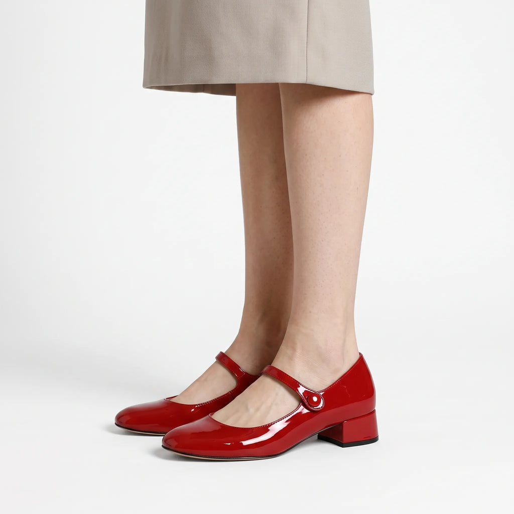 Velura - Classic Low-Heeled Mary Jane Shoes