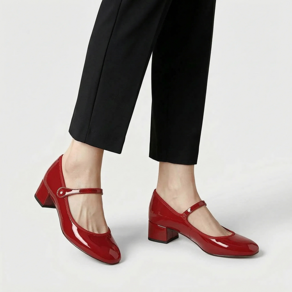 Velura - Classic Low-Heeled Mary Jane Shoes