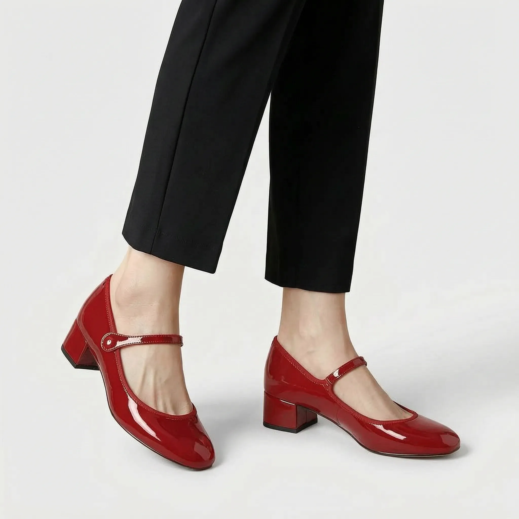 Velura - Classic Low-Heeled Mary Jane Shoes