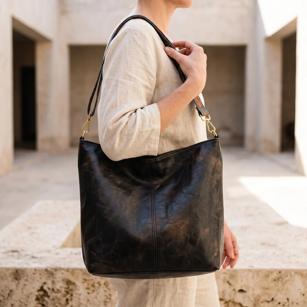 Vintalia - Patterned Strap Vintage Crossbody Bag