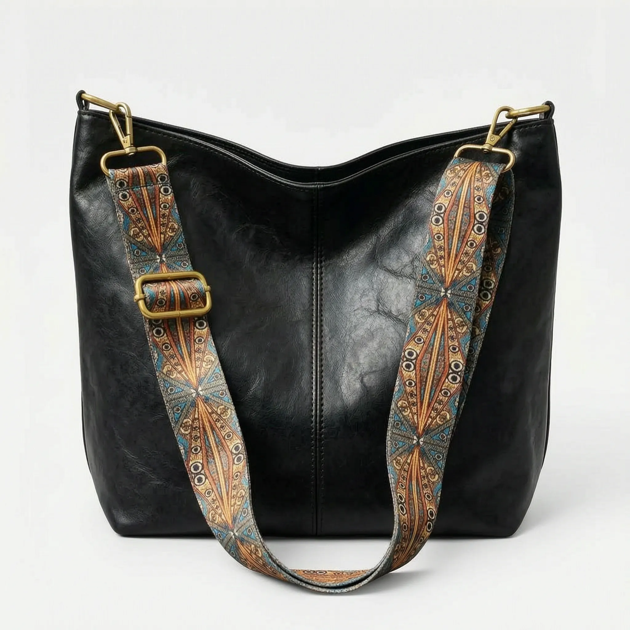 Vintalia - Patterned Strap Vintage Crossbody Bag