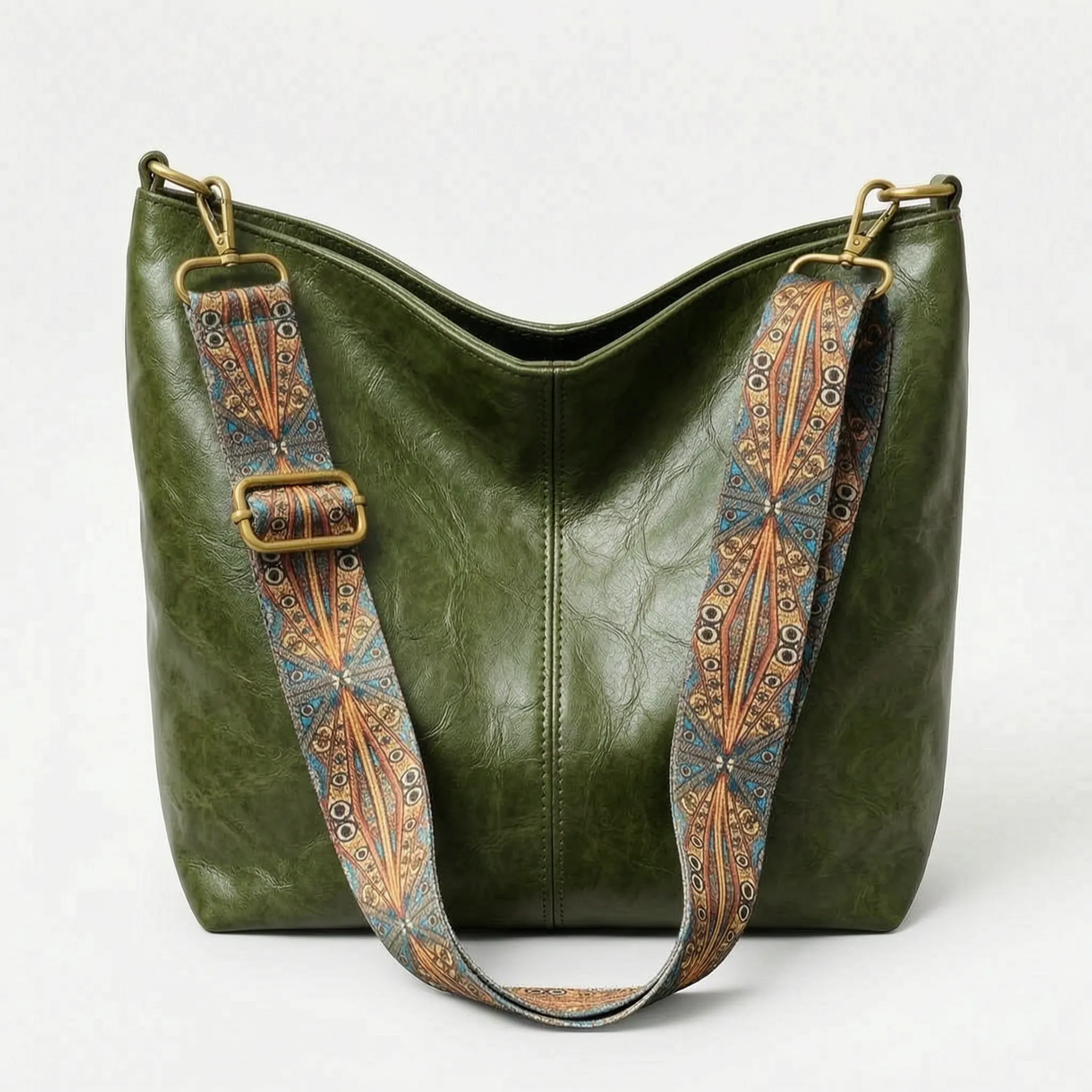 Vintalia - Patterned Strap Vintage Crossbody Bag