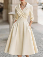 Vivienne | Women's Elegant Long Sleeve Midi Dress