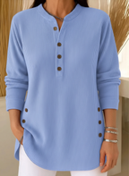 Zalene - Women's Casual Henley Sweater with Button Detail