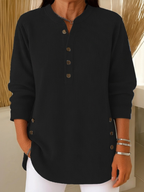 Zalene - Women's Casual Henley Sweater with Button Detail