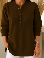 Zalene - Women's Casual Henley Sweater with Button Detail