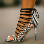 Zephyr - Women's Chic Lace-Up Snakeskin Stilettos