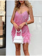Zoey | Women's Sparkling Flapper Dress with Feather Hem
