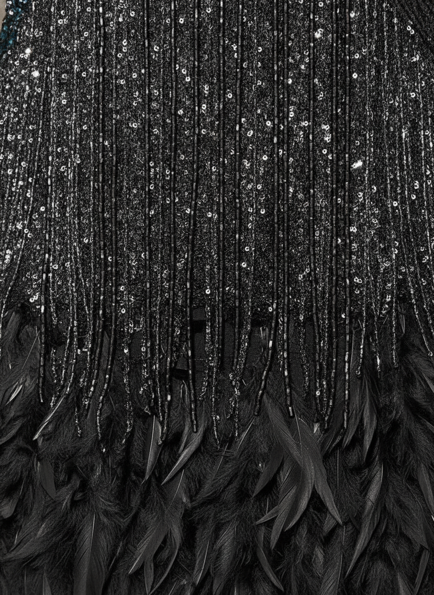 Zoey | Women's Sparkling Flapper Dress with Feather Hem